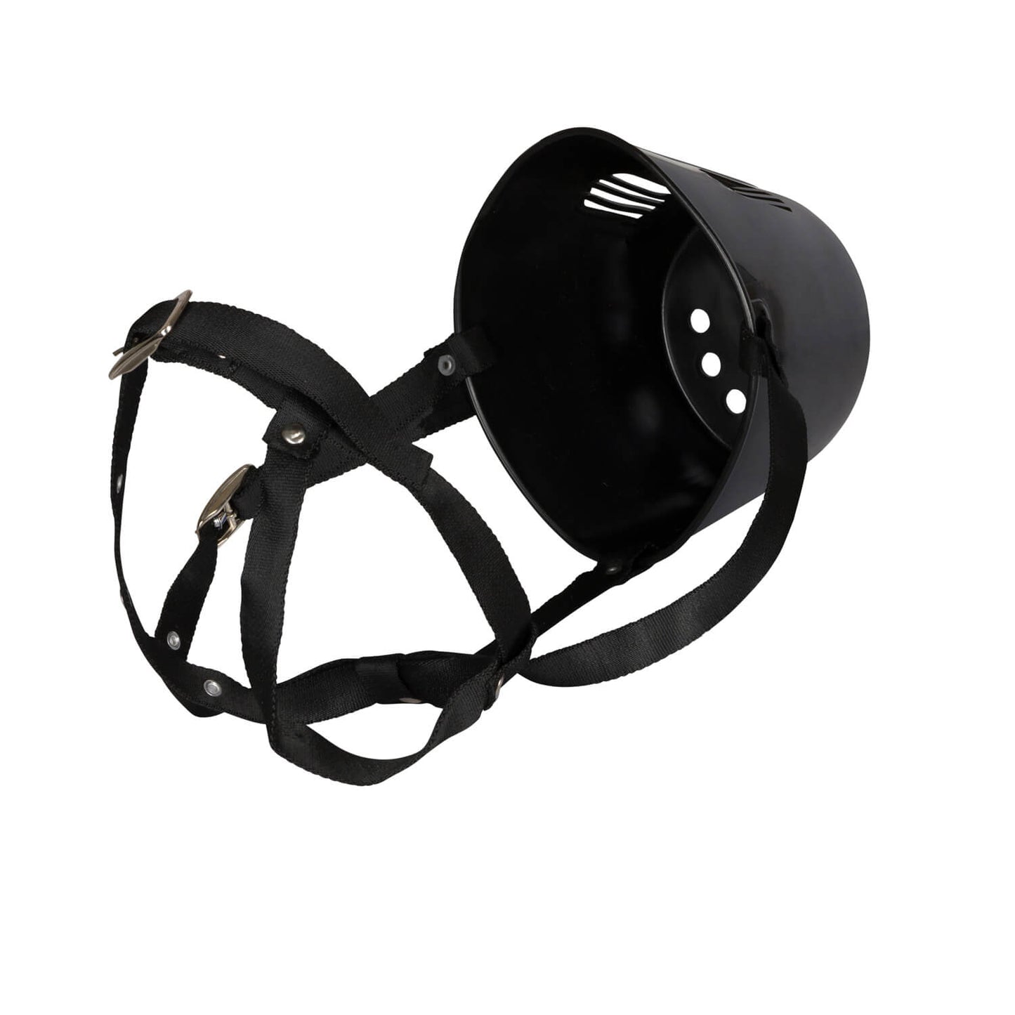 Plastic muzzle with adjustable headstall.